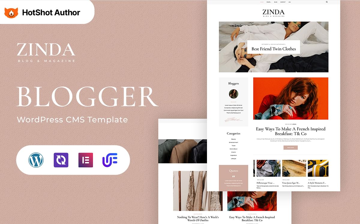 Zinda - Fashion Blog WordPress Elementor Theme